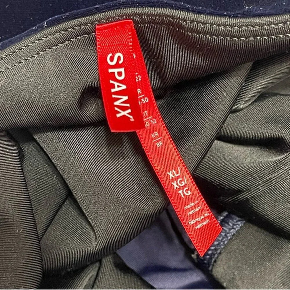 Spanx Velvet Leggings Stretch Elastic Waist Pants Lapis Night Size XL - Picture 3 of 9